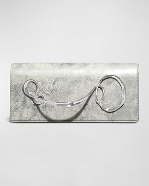 Twisted Metallic Leather Clutch Bag