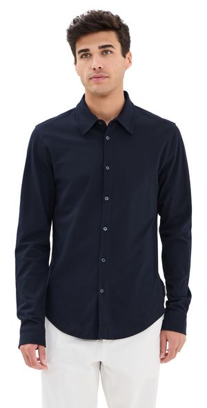 Orlebar Brown Giles Pique Knit Button Down Night Iris L