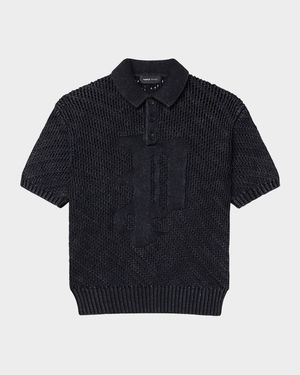 Men's Acid Wash Polo Sweater