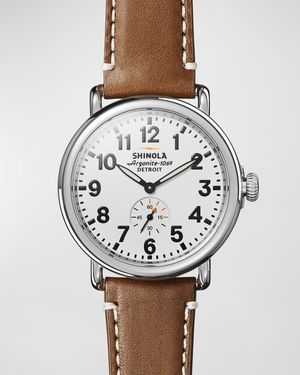 47mm Runwell Watch, White/Brown