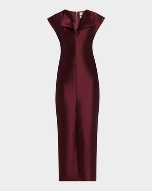 Peel Cap-Sleeve Sheath Midi Dress