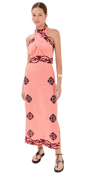 Johanna Ortiz Energetic Patterns Ankle Dress Pink/Wine/Red 2