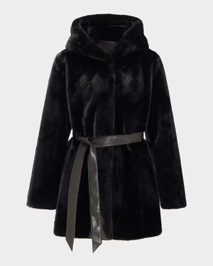 Fur-Free Faux Mink Hooded Coat