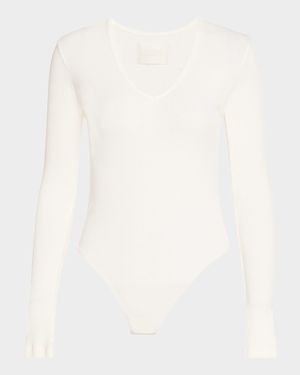 Helsa Ribbed Deep-V Bodysuit