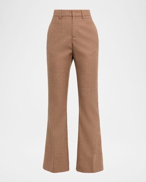 Flare-Leg Plaid Trousers