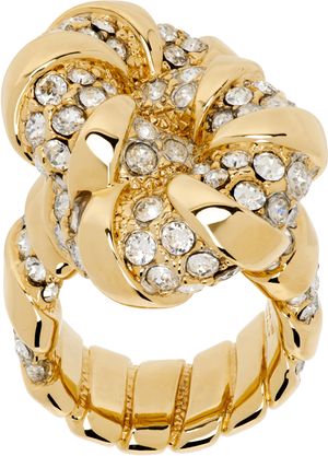 Lanvin Bague dorée à ornements Mélodie et à pierres du Rhin