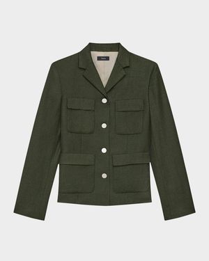 Wool Flannel Tailored Military Jacket