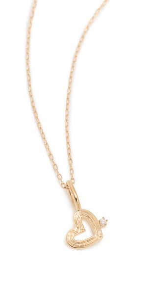 Adina Reyter 14k Groovy Diamond Heart Mini Bead Charm Necklace Mixed One Size