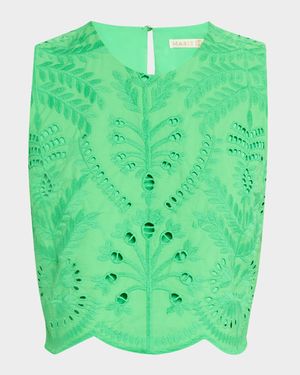 Davis Eyelet Embroidered Crop Shell