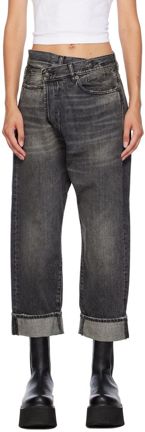 R13 Black Crossover Jeans