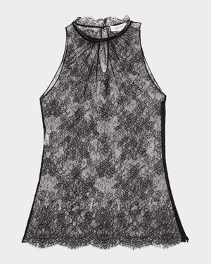 Scalloped Sheer Floral Lace Halter Top