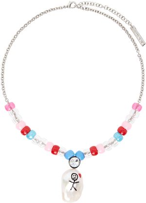 JIWINAIA SSENSE Exclusive Kids Silver Stick Person Necklace