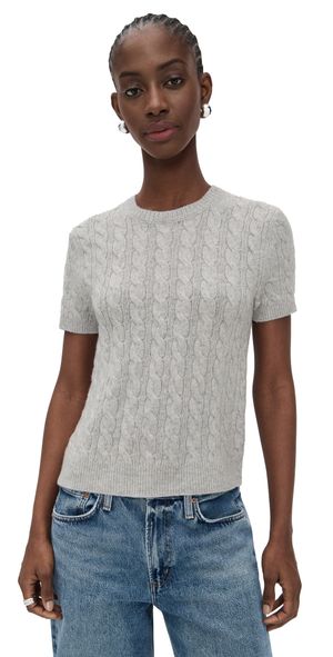 Vince Cash Blend Cable Tee B'h Pale Grey XS