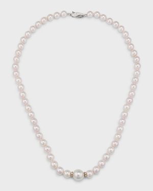 Aura 18K White Gold Pearl & Diamond Necklace