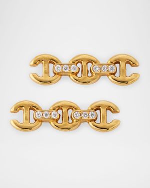 18K Yellow Gold 3mm Toggle Stud Earrings with Diamond Bridges