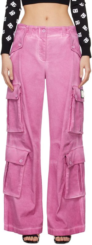 Dolce&Gabbana Pink Garment-Dyed Cargo Pants
