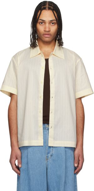 Dunst Off-White Collared Striped Shirt