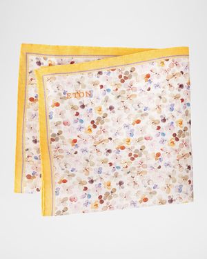 Men's Micro-Floral Linen Pocket Square