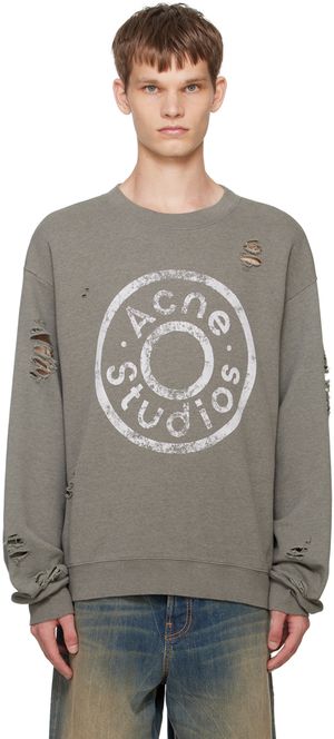 Acne Studios Green Printed-Logo Sweatshirt