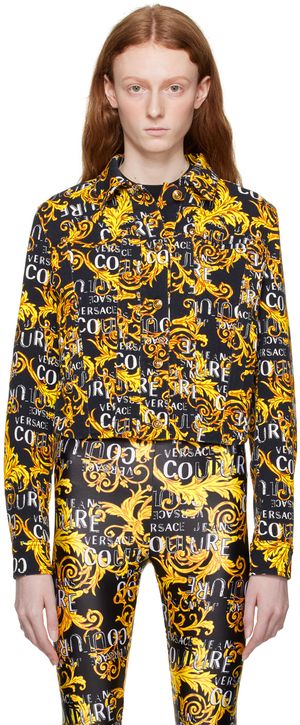Versace Jeans Couture Black Graphic Denim Jacket