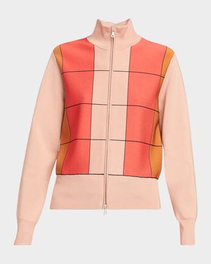 Timor Geometric Grid Zip Jacket