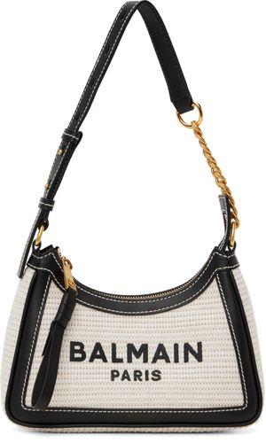 Balmain Beige Raffia B-Army Shoulder Bag