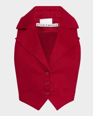 Donna Cropped Linen-Blend Vest