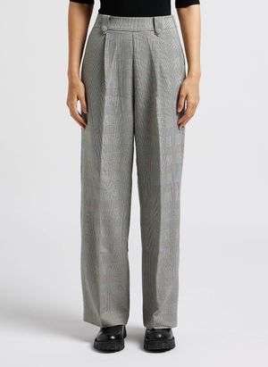 Grace Et Mila - Pantalon large à carreaux - Taille L - Noir
