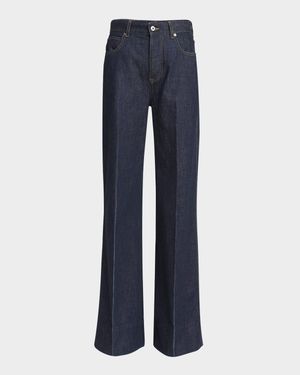 Indigo Soft Denim Wide-Leg Palazzo Jeans