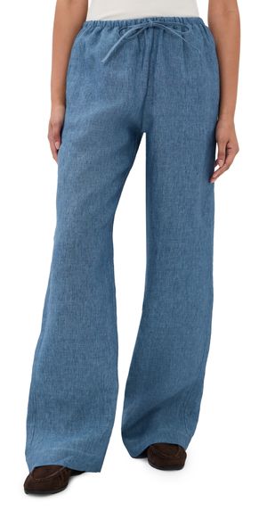 Róhe Relaxed Linen Trousers Ocean Blue 34