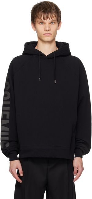 JACQUEMUS Pull à capuche Typo noir - Les classiques