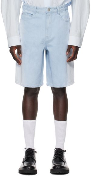 Solid Homme Short bleu en denim à effet délavé