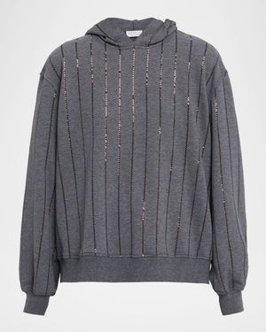 Paillette Striped Hooded Sweatshirt