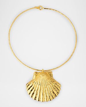 Hammered Torque Shell Collar Necklace