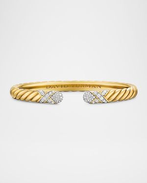 Sculpted Cable X Bracelet with Diamonds in 18K Gold, 6mm
