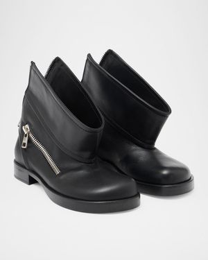 Leather Zip Biker Booties