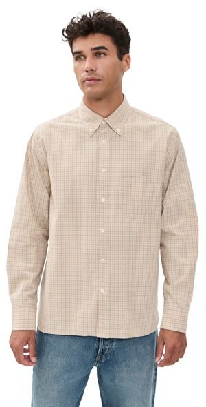 Universal Works Shiro Check Lazy Day Shirt Fawn L