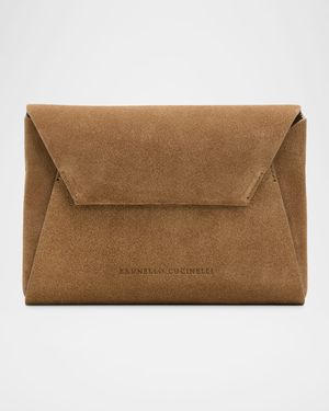 Suede Envelope Pochette Clutch Bag