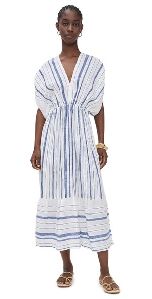 lemlem Leila Plunge Dress Tiki Azure M