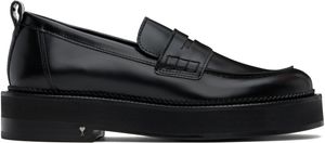 AMI Paris Black Leather Anatomical Toe Loafers