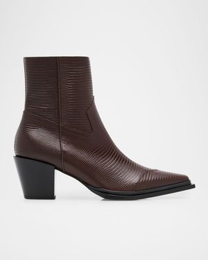 Cece Embossed Leather Ankle Booties