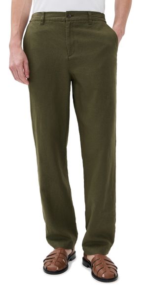 Les Deux Pino Linen Pants 32 Olive Night 33