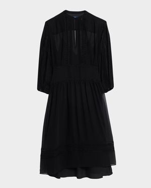 Lace-Trim Georgette Dress