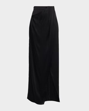 Satin Wrap Maxi Skirt