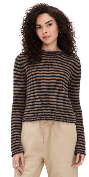 La Ligne Fine Stripe Mini Marina Sweater Navy/Tan XL