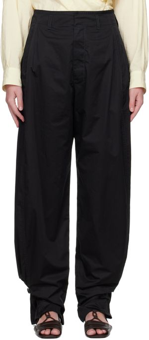 LEMAIRE Black Soft Volume Trousers