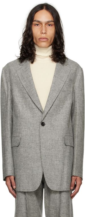 R13 Gray Raw Cut Blazer