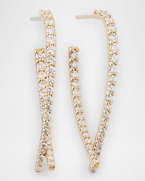 14K Gold Small Flawless Front/Back Upside Down Diamond Hoop Earrings