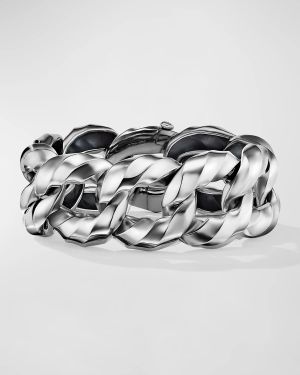 23mm Cable Edge Link Chain Bracelet in Recycled Sterling Silver