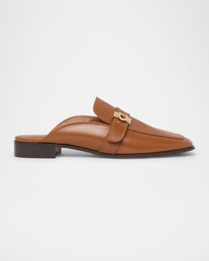 Mavira Leather Gancini Strap Loafer Mules